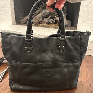 American Leather Company Large Black Leather Satchel with Added Crossbody Strap